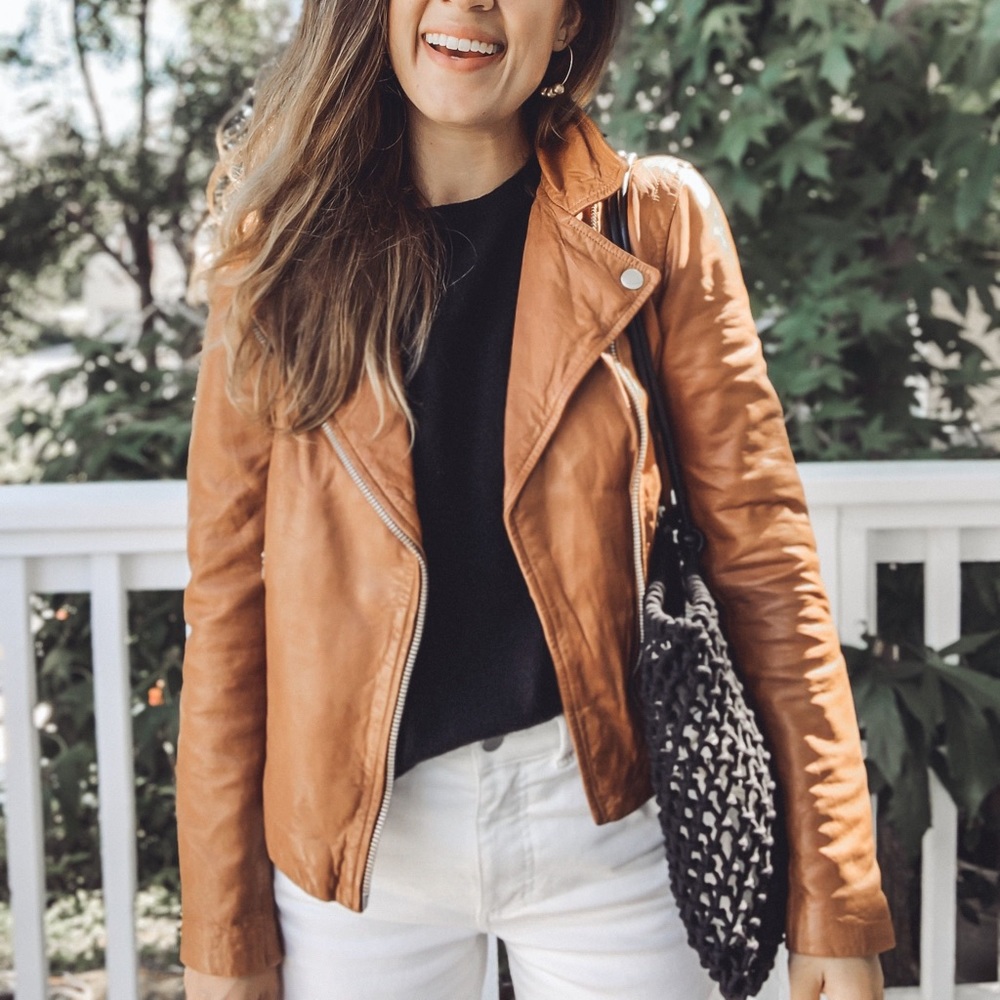 Never Worn! Eddie Bauer Caramel Leather Jacket